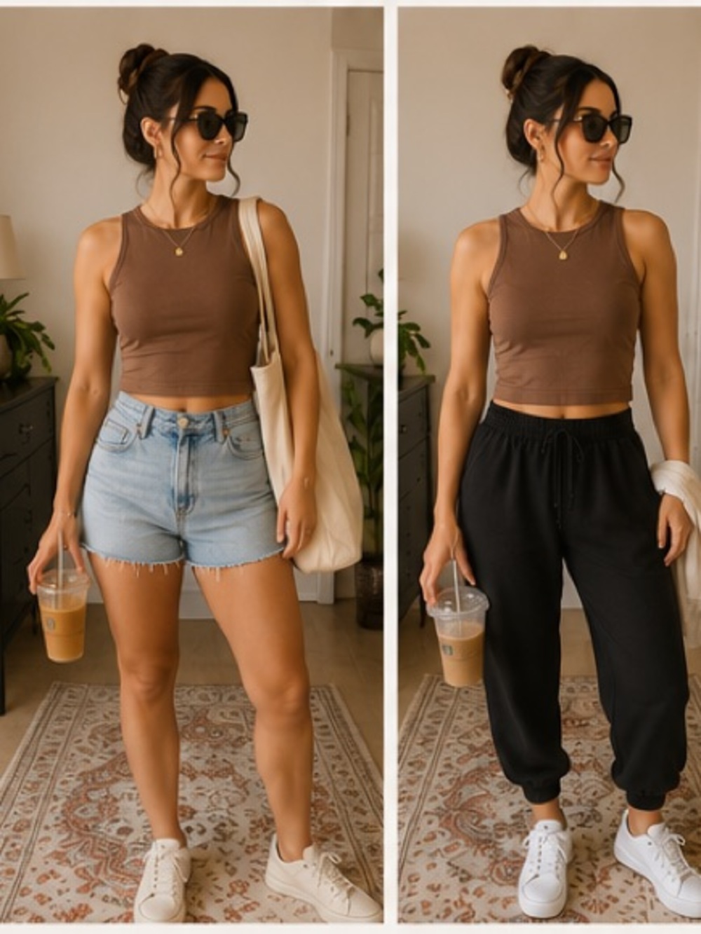 🤎 Gaze Brown Sleeveless Crop Tank — Size Small